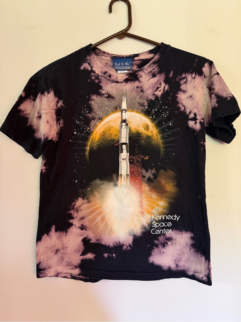 Vintage 80s Kennedy Space Center Kids Tie-Dye T-shirt L Large